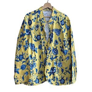 Vintage appleseed's women's size 3XL yellow blue floral blazer jacket cotton